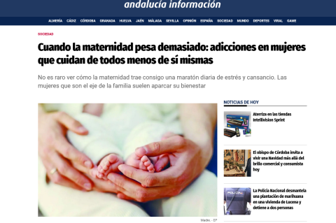 'Andalucía Información' habla de la realidad de las adicciones en mujeres con hijos y de su tratamiento Instituto MIA